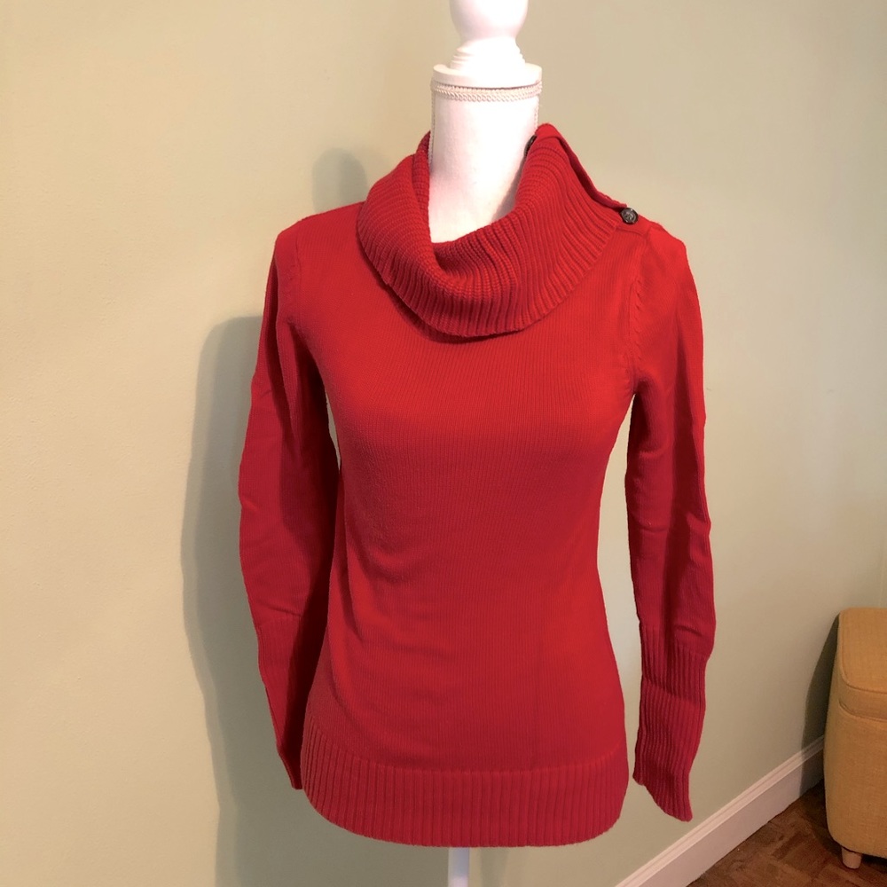 Banana Republic Red 100% Cotton Cowl-neck Sweater